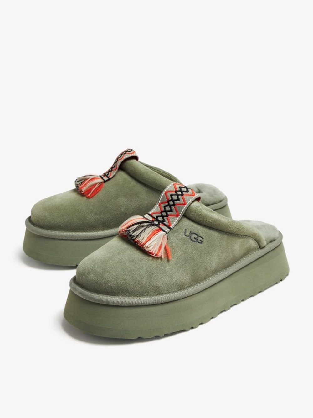 Women’s UGG Tazzle Olive Green Suede Slip on Mule Size 7
